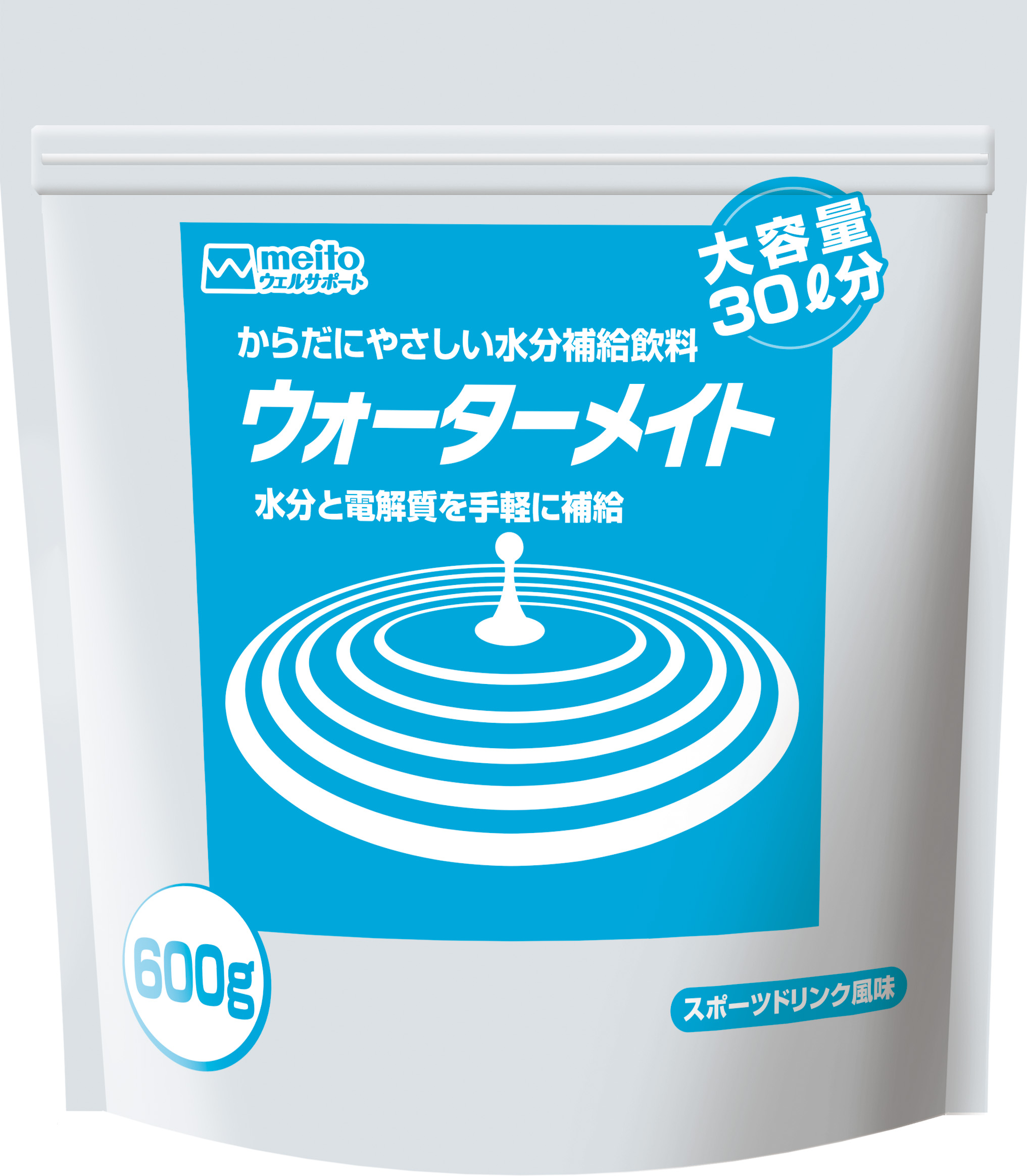 <div class='lum-box'><h4 class='fontColor_blue lum-font-size'>ウォータメイト</h4></div><div class='lum-font-cnt'>粉末を溶かして作れる水分補給飲料
味はスポーツドリンク味、アップル味、グレープ味の3種類
ゴクゴク飲んでいただきたいため、糖分と塩分は控えめのすっきり味です</div>