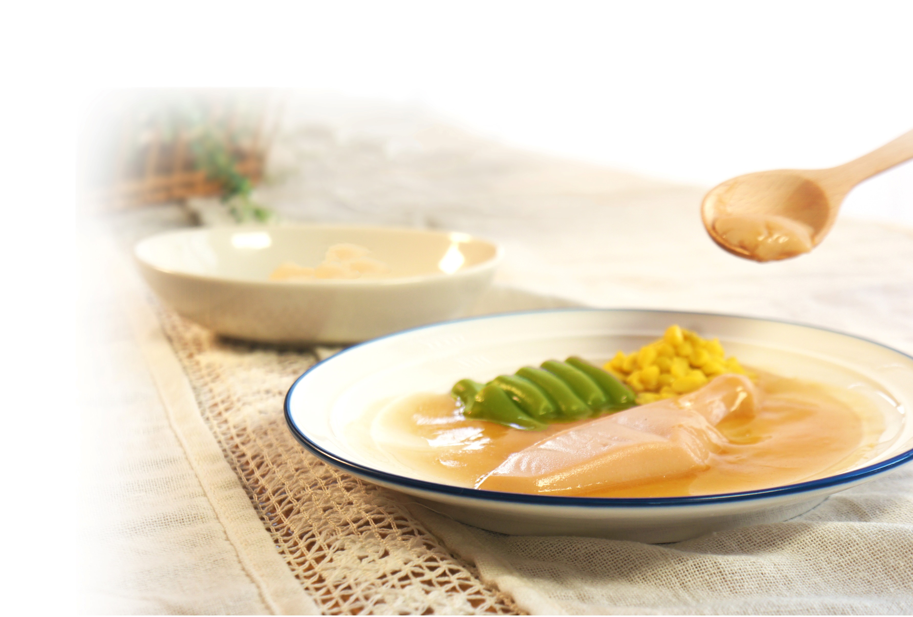 <div class='lum-box'><h4 class='fontColor_blue lum-font-size'>えん下食（コード2相当）</h4></div><div class='lum-font-cnt'>飲み込む力や噛む力が弱い方へのゼリーペースト状の食事です。温めるだけで彩り豊かなえん下食が食べられます！冷凍なので長期保存可能です。</div>