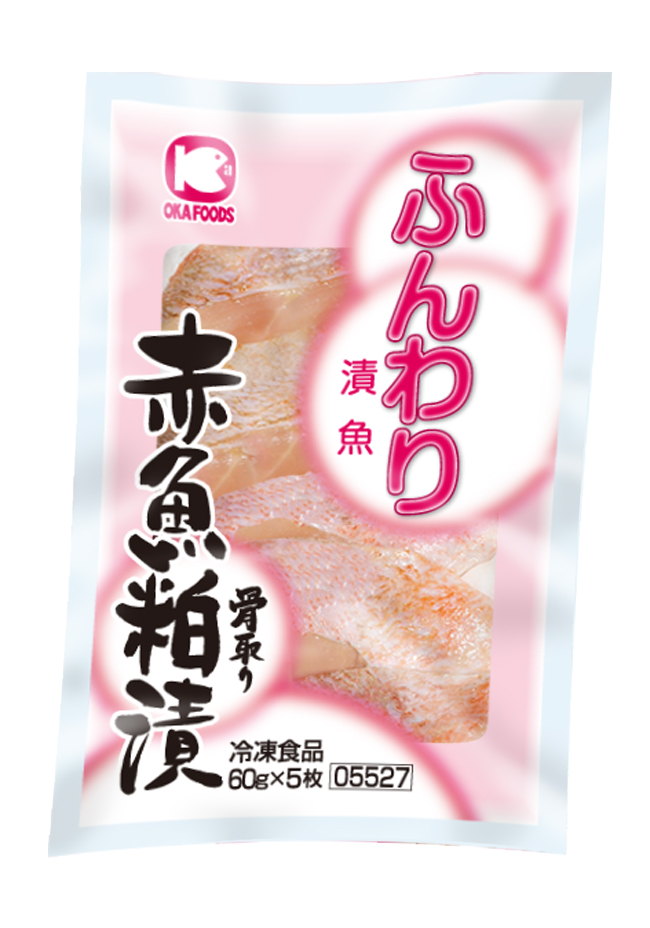 <div class='lum-box'><h4 class='fontColor_blue lum-font-size'>赤魚粕漬60ｇ　（ふんわり漬魚）</h4></div><div class='lum-font-cnt'>凍ったまま調理できる本格的な骨取り漬魚シリーズ（「ふんわり漬魚」）です。魚に合わた独自調味液にひと晩以上漬け込み、芯まで味をしみこませました。</div>