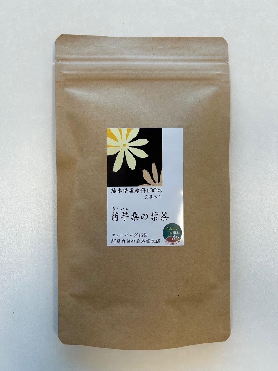 <div class='lum-box'><h4 class='fontColor_blue lum-font-size'>菊芋桑の葉茶2g×15包</h4></div><div class='lum-font-cnt'>菊芋に含まれる「イヌリン」と桑の葉に含まれる「DNJ」のダブルパワーで糖対策＆腸活を実感！原料は「菊芋」「桑の葉」「玄米」の3つだけ。すべて熊本県産のものを使用</div>