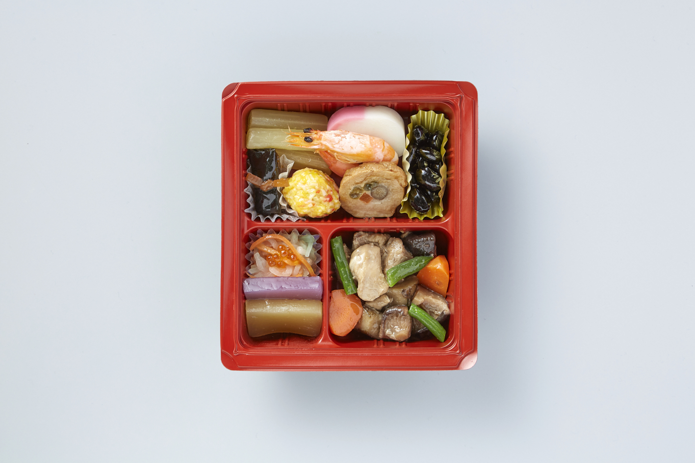 <div class='lum-box'><h4 class='fontColor_blue lum-font-size'>冷凍おせち　『祝』　『華』【個食タイプ】</h4></div><div class='lum-font-cnt'>食塩相当量約2ｇに調整した減塩おせち。
1人前で冷蔵庫解凍ですぐに食べれる便利なおせち。
『祝』『華』の選べる2種類。冷凍なのでお正月に限らずイベント食でも。</div>