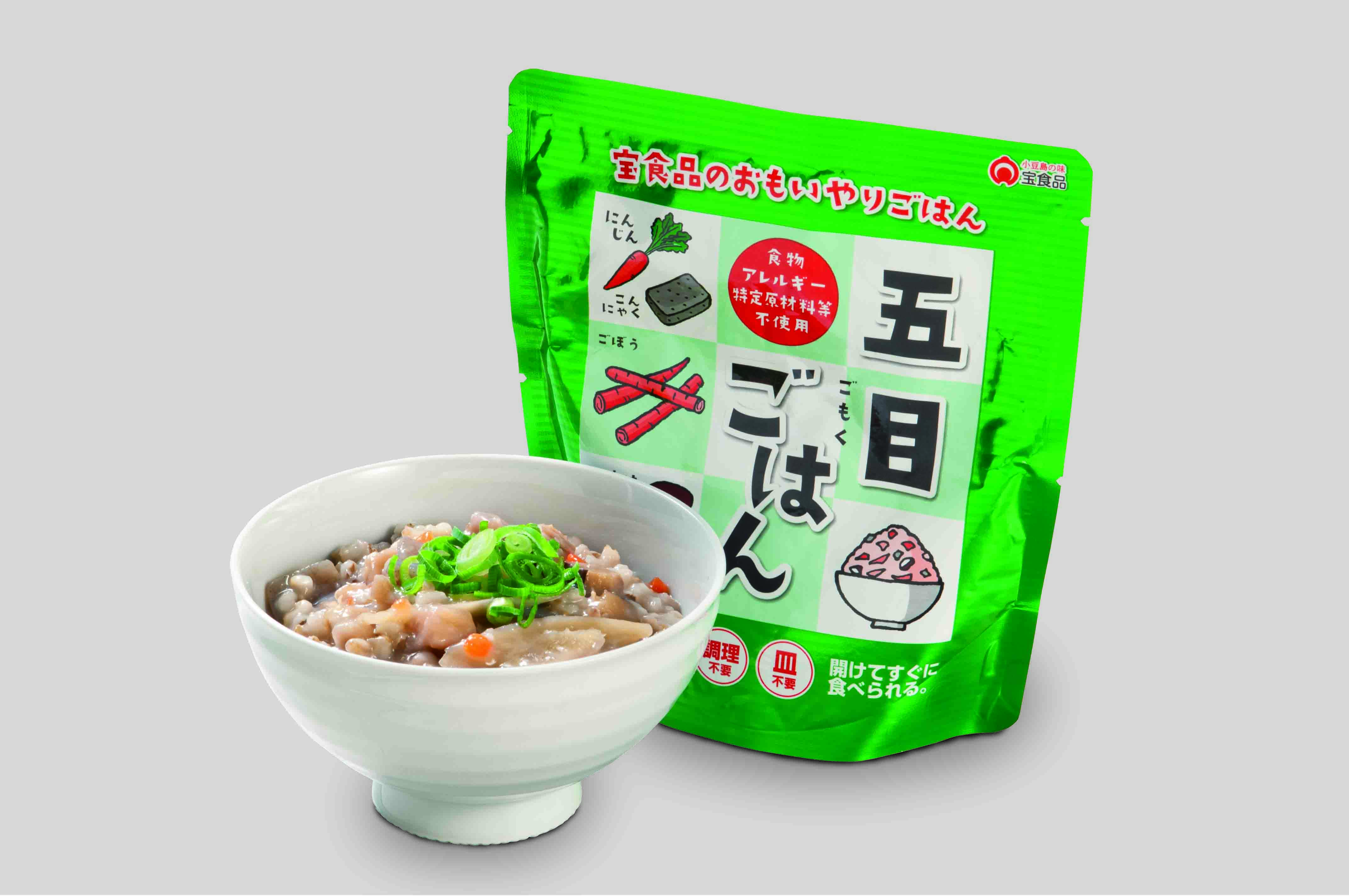 <div class='lum-box'><h4 class='fontColor_blue lum-font-size'>おもいやりごはん　五目ごはん</h4></div><div class='lum-font-cnt'>野菜とこんにゃくを加え、昆布エキス、かつお節抽出物、魚醤の旨味を活かしました。香川県産ダイシモチ（大麦）と国産発芽玄米を使用しており、食物繊維が豊富です。</div>