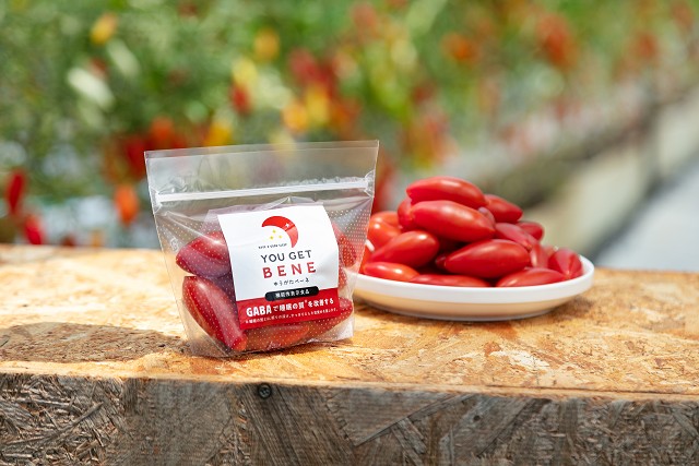 <div class='lum-box'><h4 class='fontColor_blue lum-font-size'>ゆうがたベーネ</h4></div><div class='lum-font-cnt'>GABAには睡眠の質（深い眠り・すっきりした目覚め）を改善することが報告されています。
独自の品種で、青果としてのフレッシュな販売はもちろん、外食・中食等幅広い提案が可能な機能性表示食品のトマトの紹介をいたします。
</div>