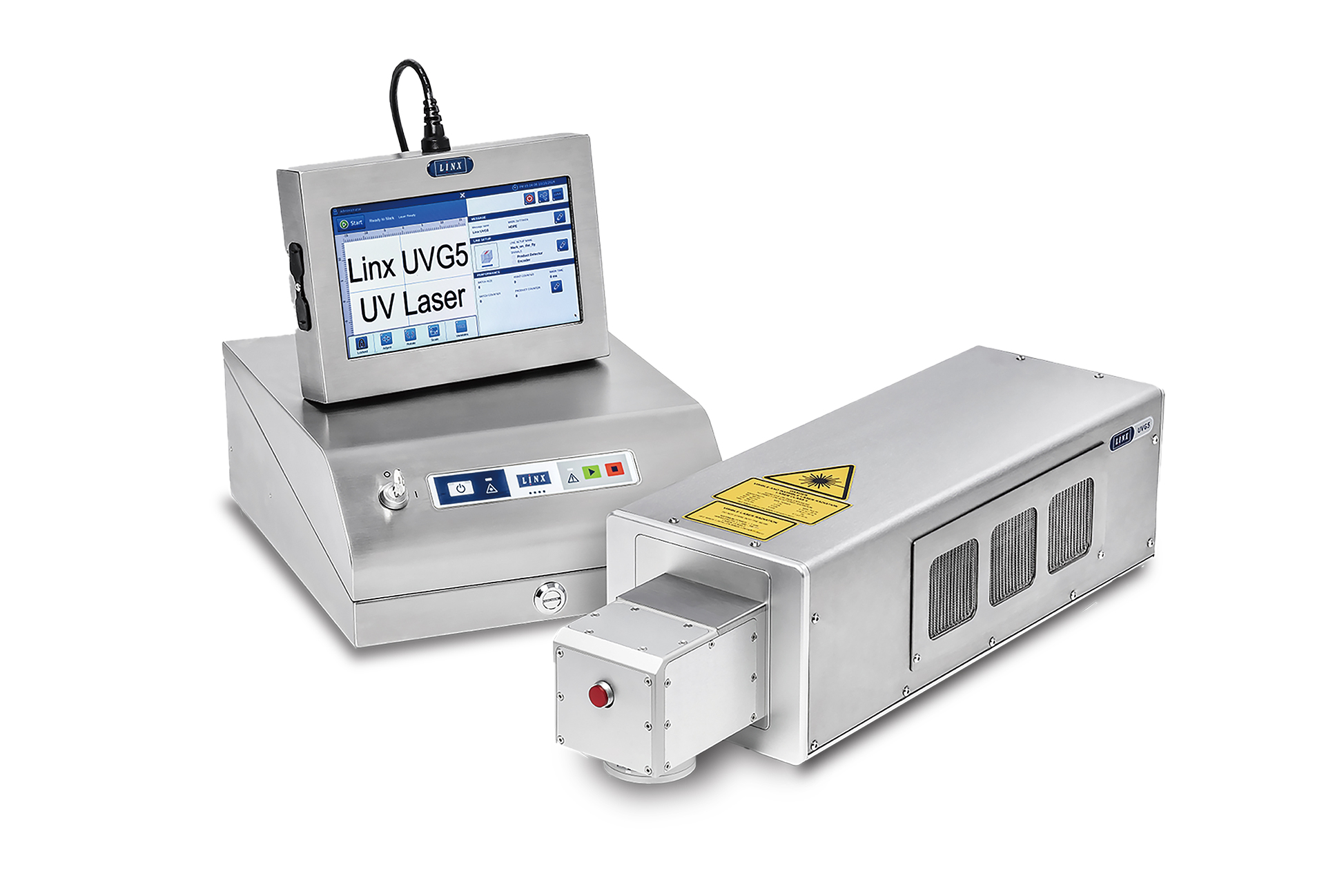 <div class='lum-box'><h4 class='fontColor_blue lum-font-size'>Links UVG5</h4></div><div class='lum-font-cnt'>UVG5は、
クリーンな現場・消えない印字・ラインを止めない運用を実現する
UVレーザーマーカーです。

インクなどの消耗資材が不要で、メンテナンスの手間も最小限。
印字の際の水濡れ対策も必要ありません。

特に、樹脂容器へ賞味期限や製造所固有記号を印字されるお客様におすすめの製品です。</div>