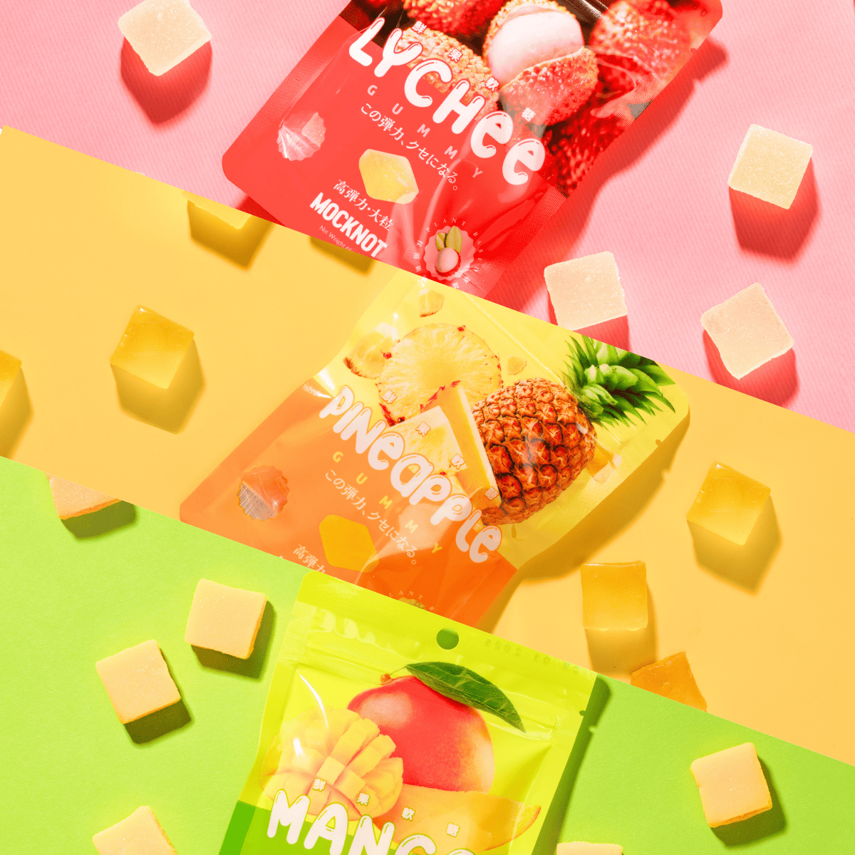 <div class='lum-box'><h4 class='fontColor_blue lum-font-size'>フルーツグミ</h4></div><div class='lum-font-cnt'>ゼラチンと人工香料を不使用、ヴィーガンやハーラルにも対応。
マンゴー、イチゴなど6種類あり。</div>