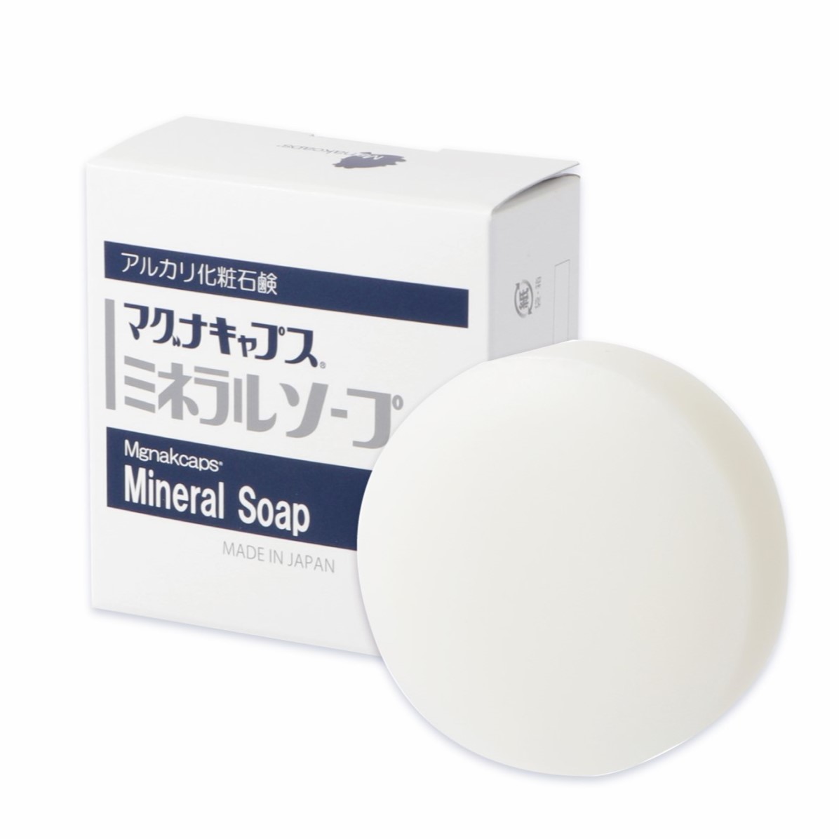 <div class='lum-box'><h4 class='fontColor_blue lum-font-size'>マグナキャプス®ミネラルソープ</h4></div><div class='lum-font-cnt'>アルカリ性化粧品（石鹸）
低刺激の本格石鹸です。アルカリのチカラで肌を清浄にしキメを整えます。 保湿力の高いミネラルミルクを併用するとより効果的です。
無着色・防腐剤（パラベン）不使用。</div>